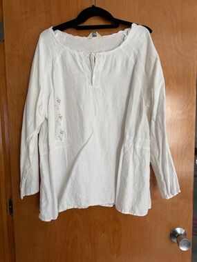 J. Jill White Embroidered Peasant Tunic